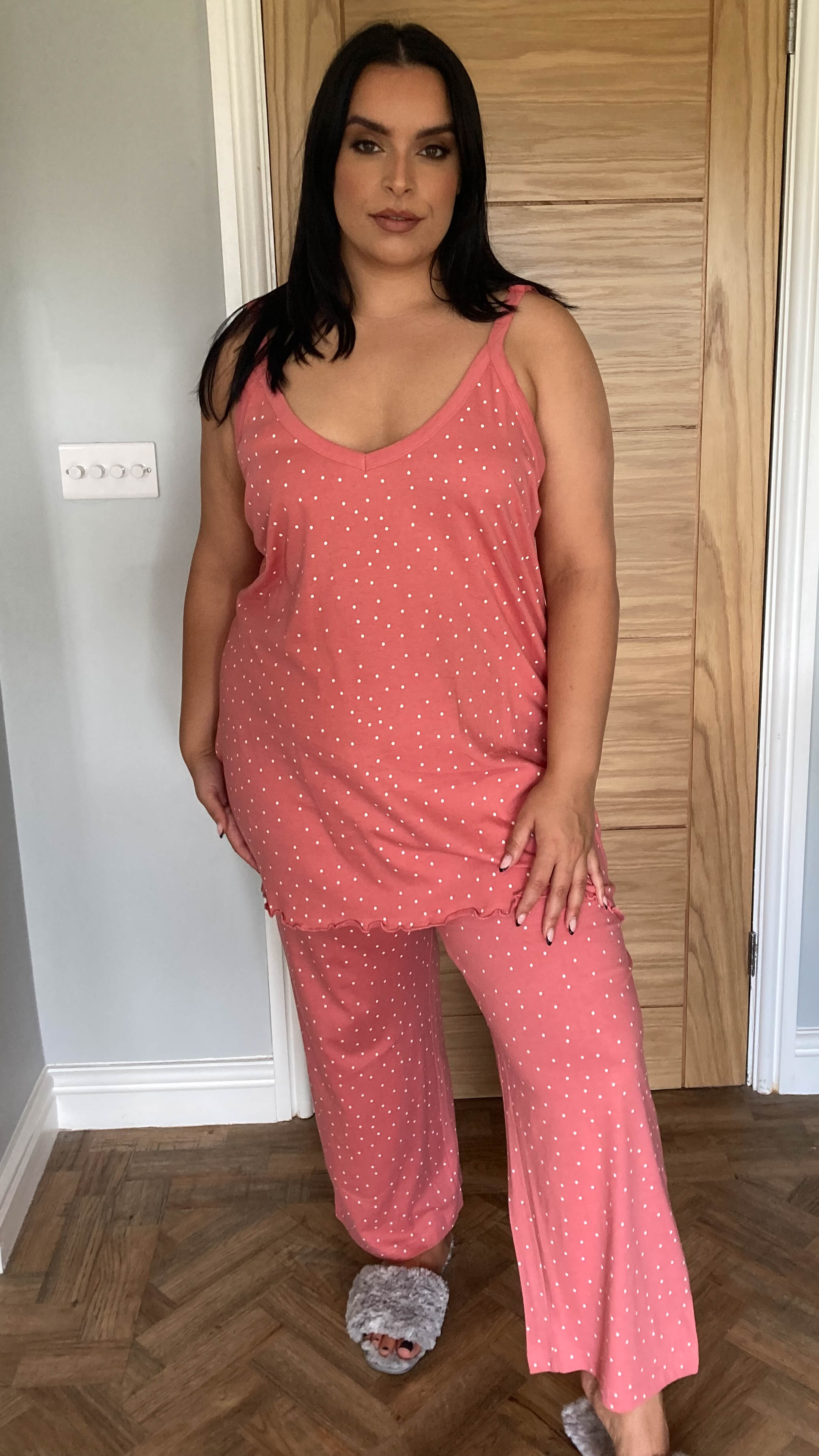 CurveWow Cami PJ Set Pink Polka Dot