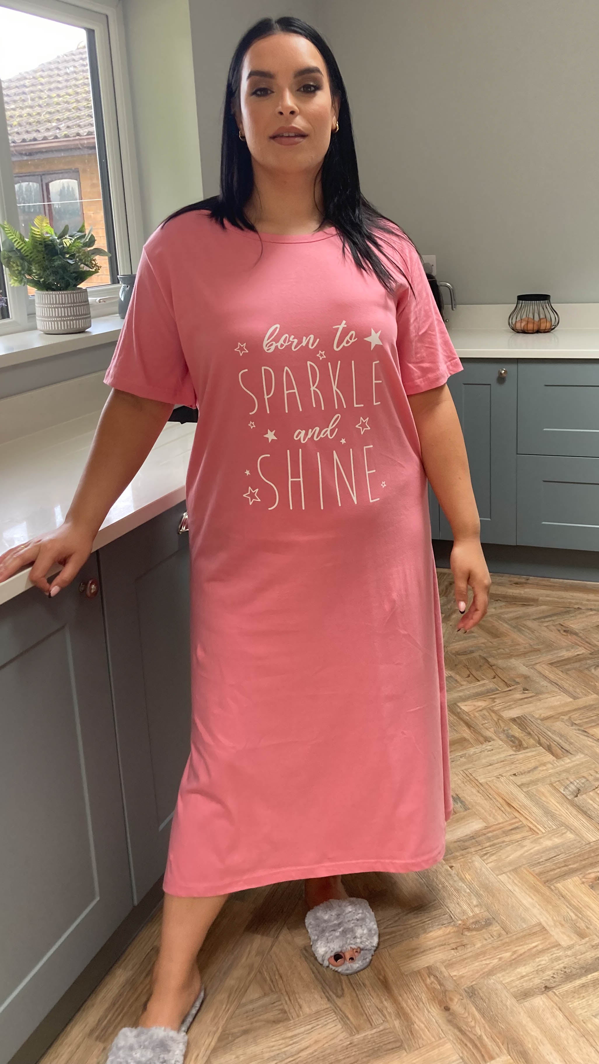 CurveWow Pink 'Born to Sparkle…' Nightgown