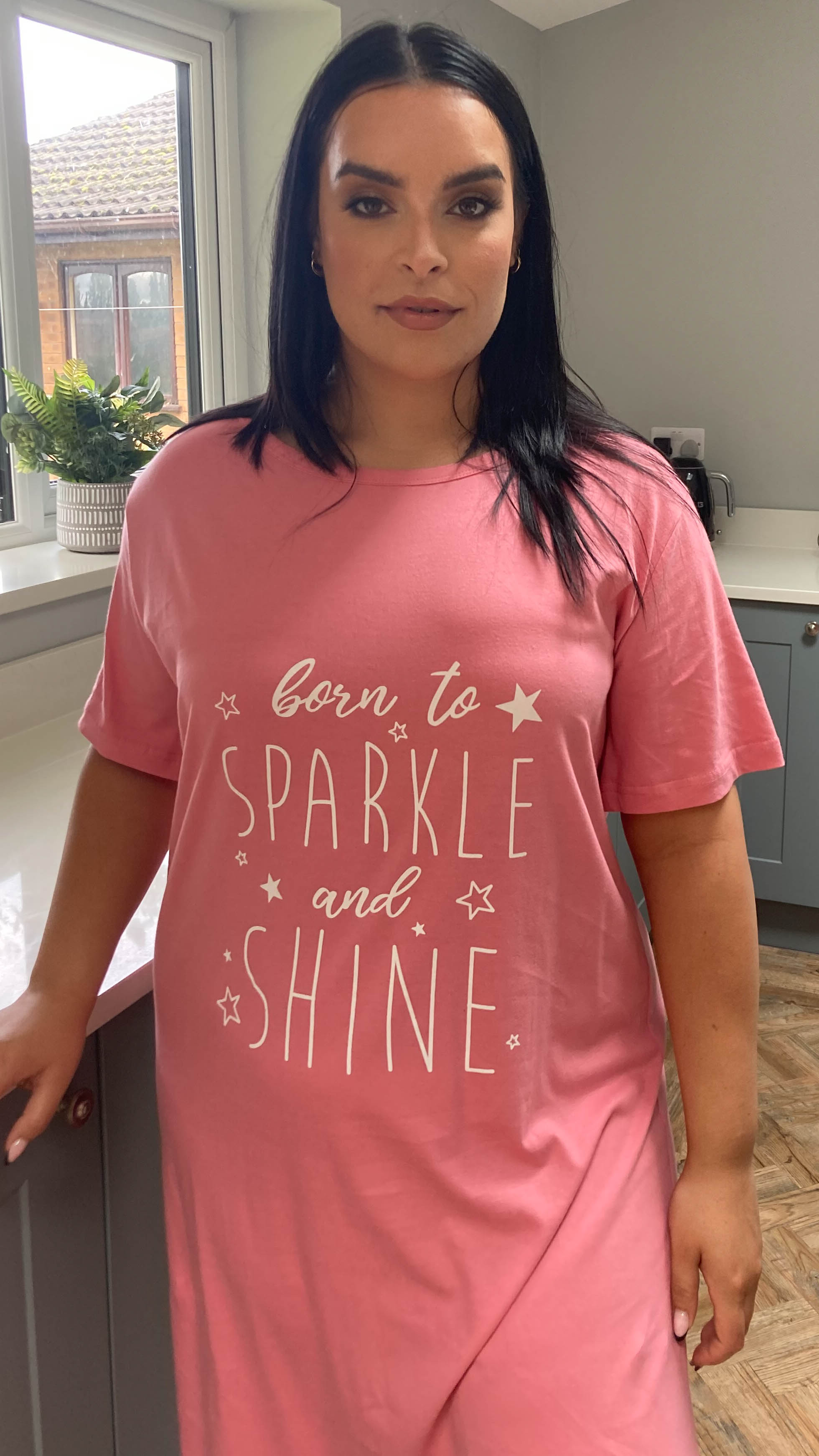 CurveWow Pink 'Born to Sparkle…' Nightgown