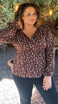 CurveWow Wrap Top Chocolate Floral
