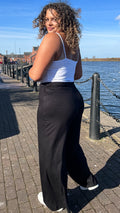 CurveWow Wide Leg Pull On Trousers Black