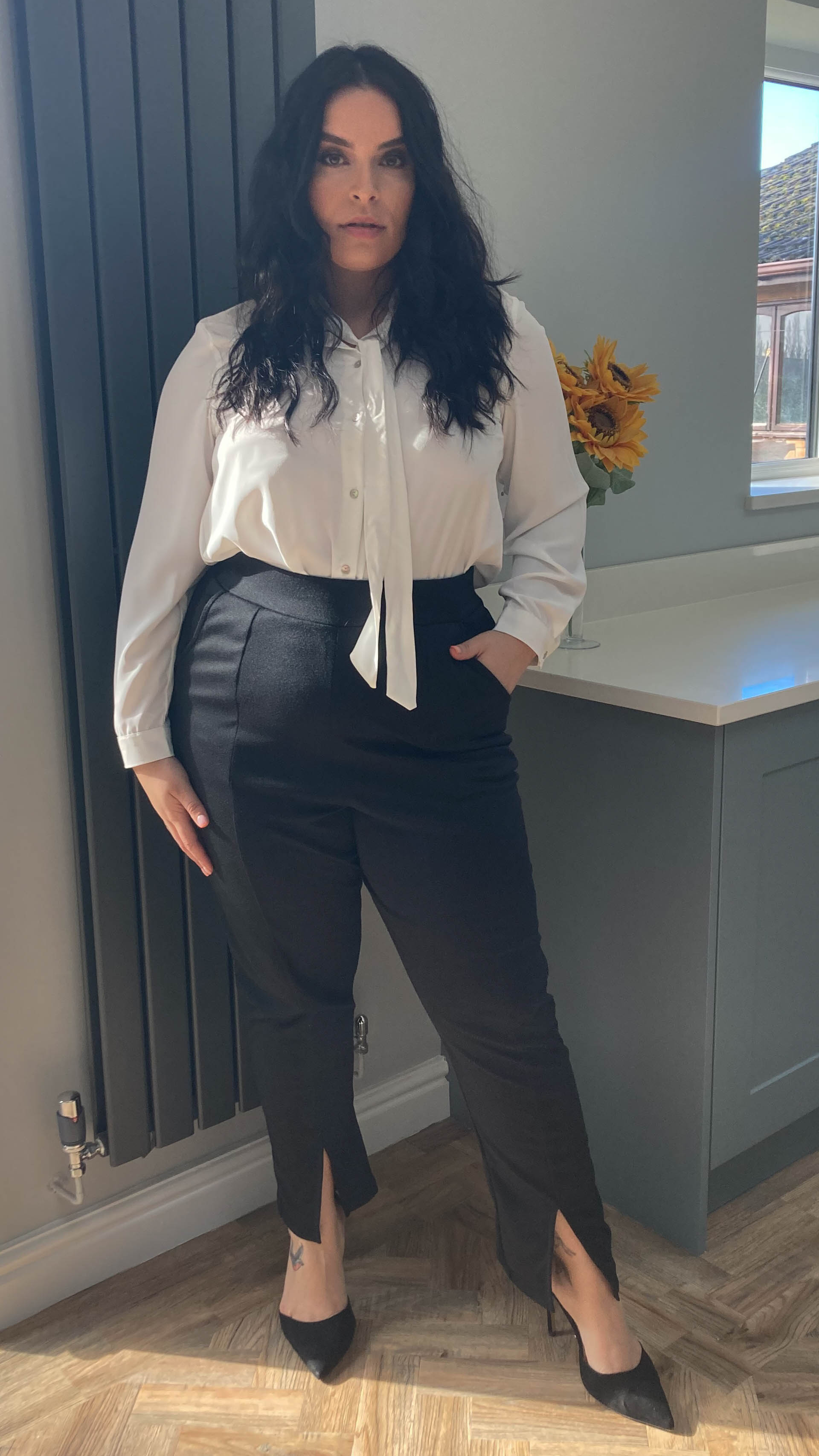 CurveWow Split Hem Trouser Black