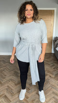 CurveWow Ribbed Short Sleeve Lounge Top Grey