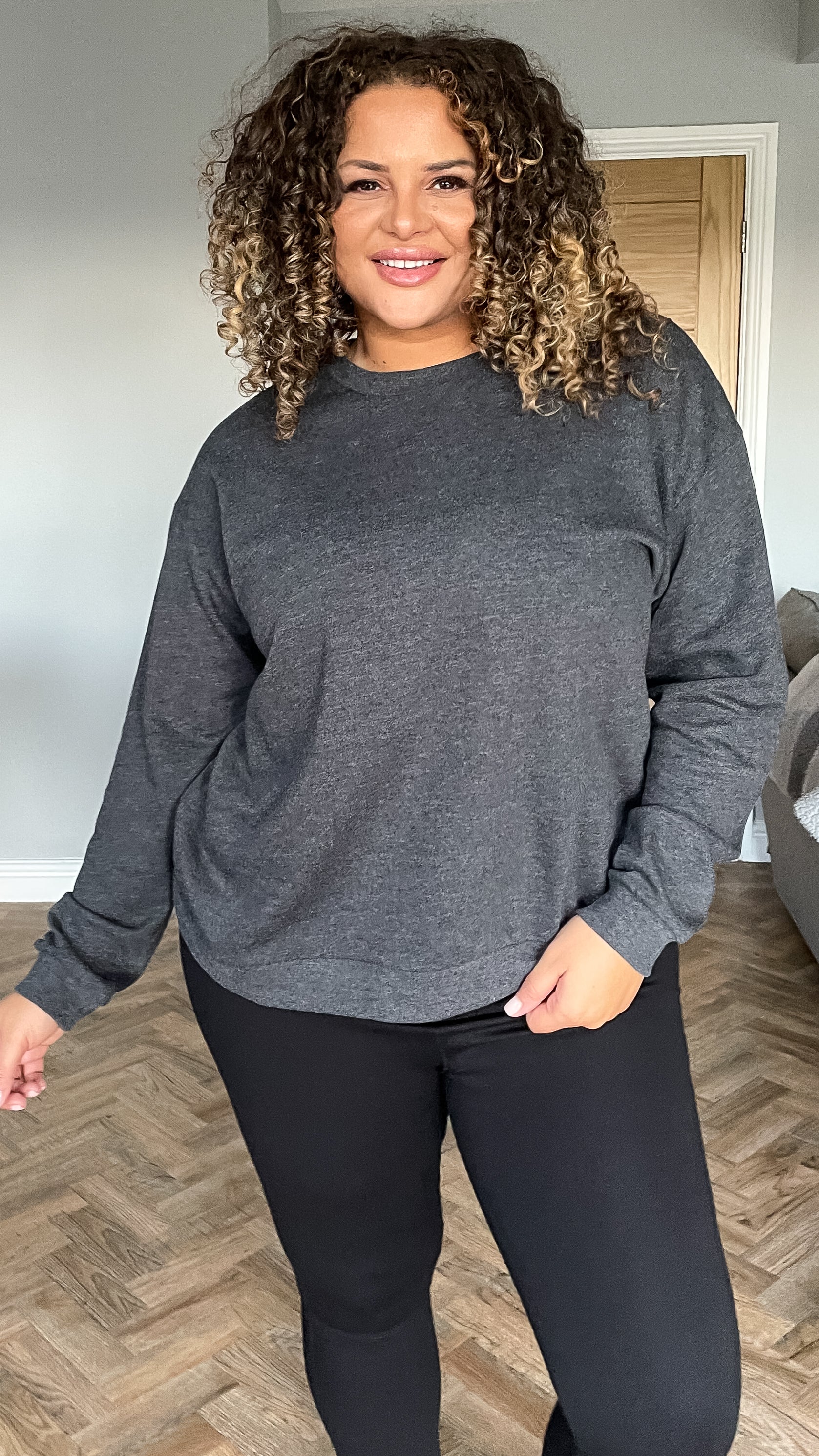 CurveWow Jersey Sweatshirt Charcoal