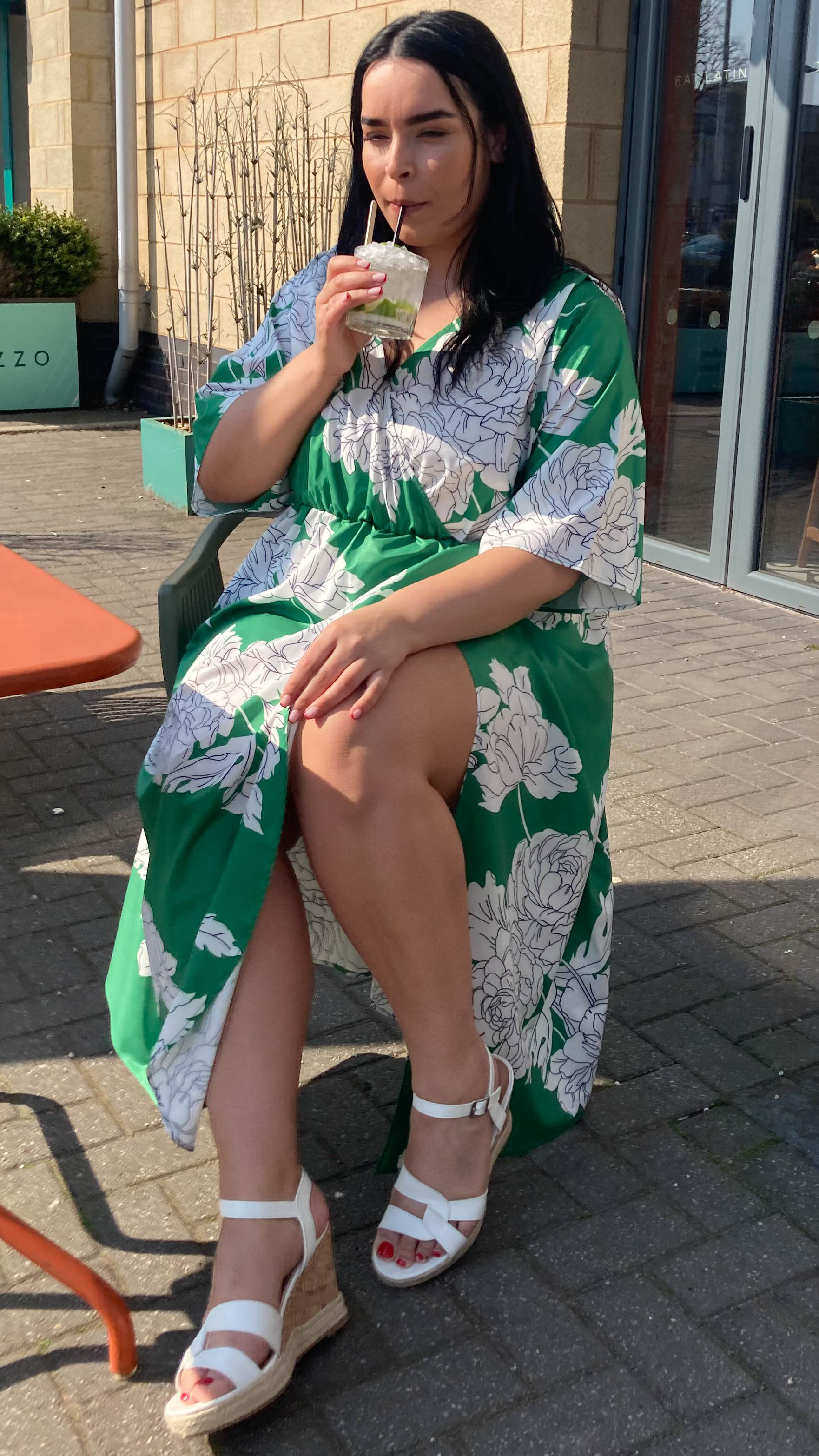 CurveWow Green Floral Wrap Dress