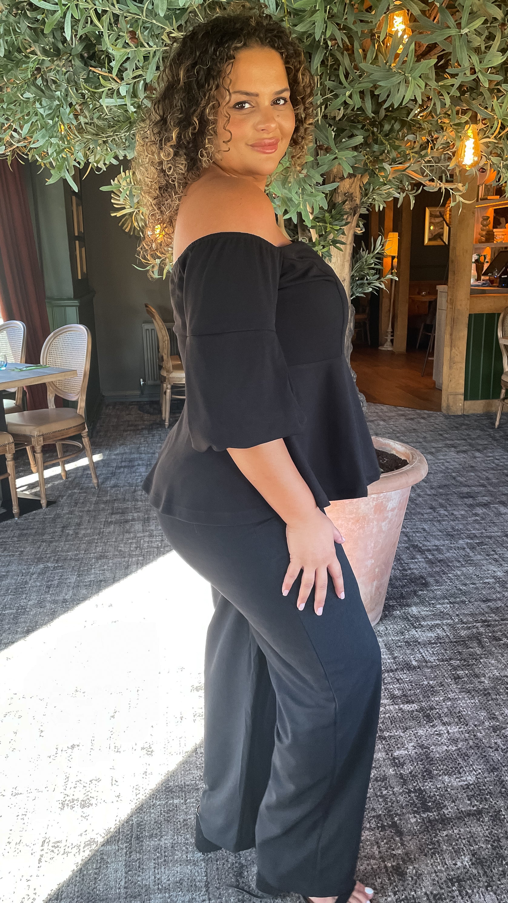 CurveWow Wide Leg Scuba Crepe Trouser Black