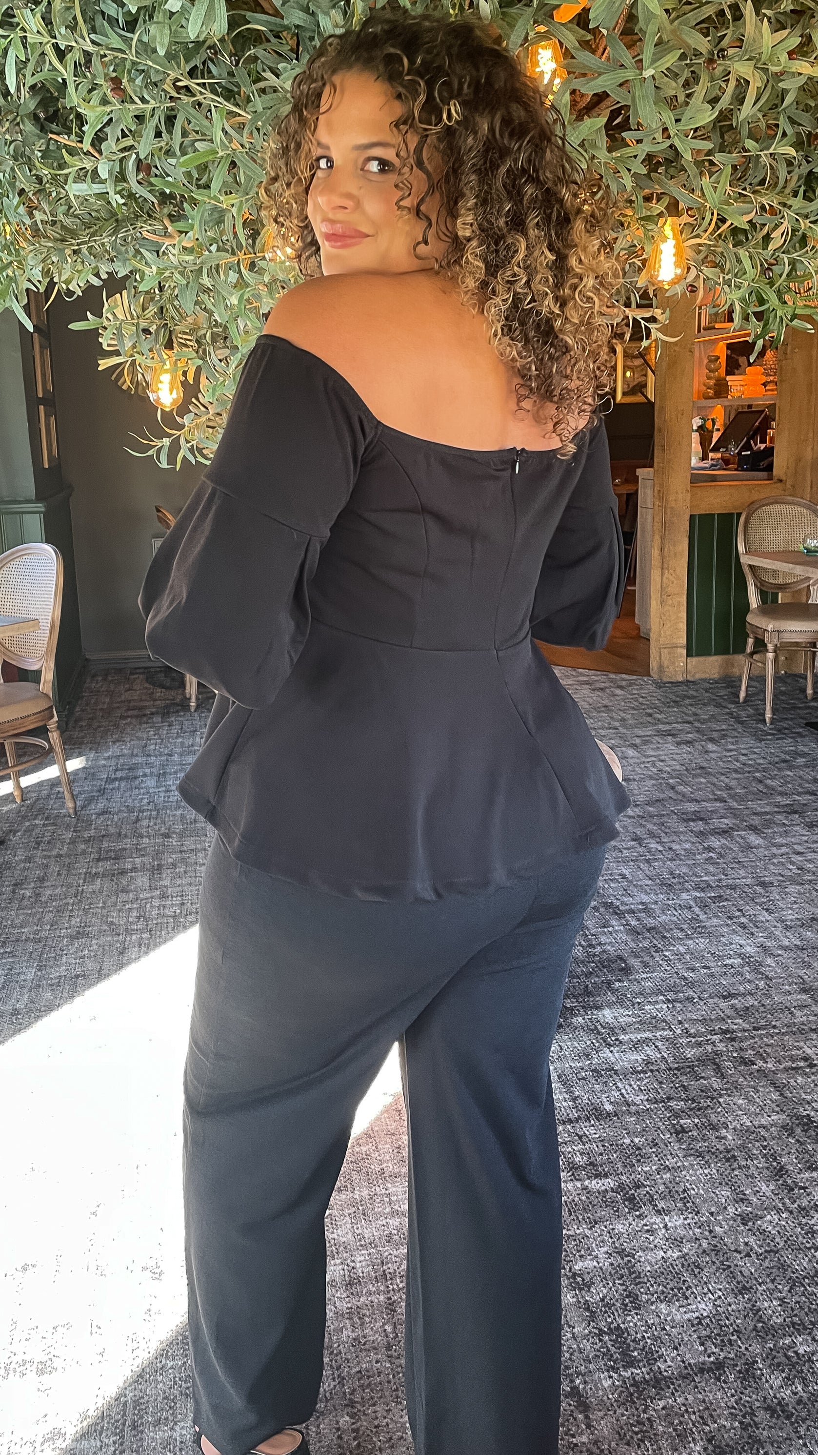 CurveWow Wide Leg Scuba Crepe Trouser Black