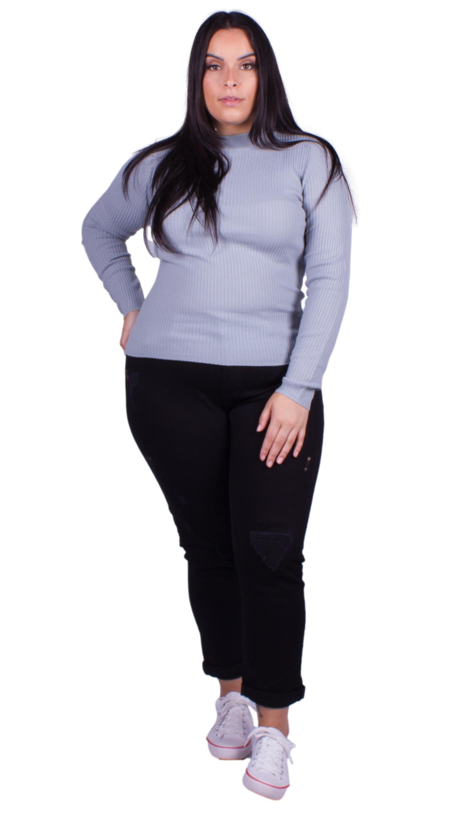 Ariella Ribbed Knit Turtleneck Jumper Blue