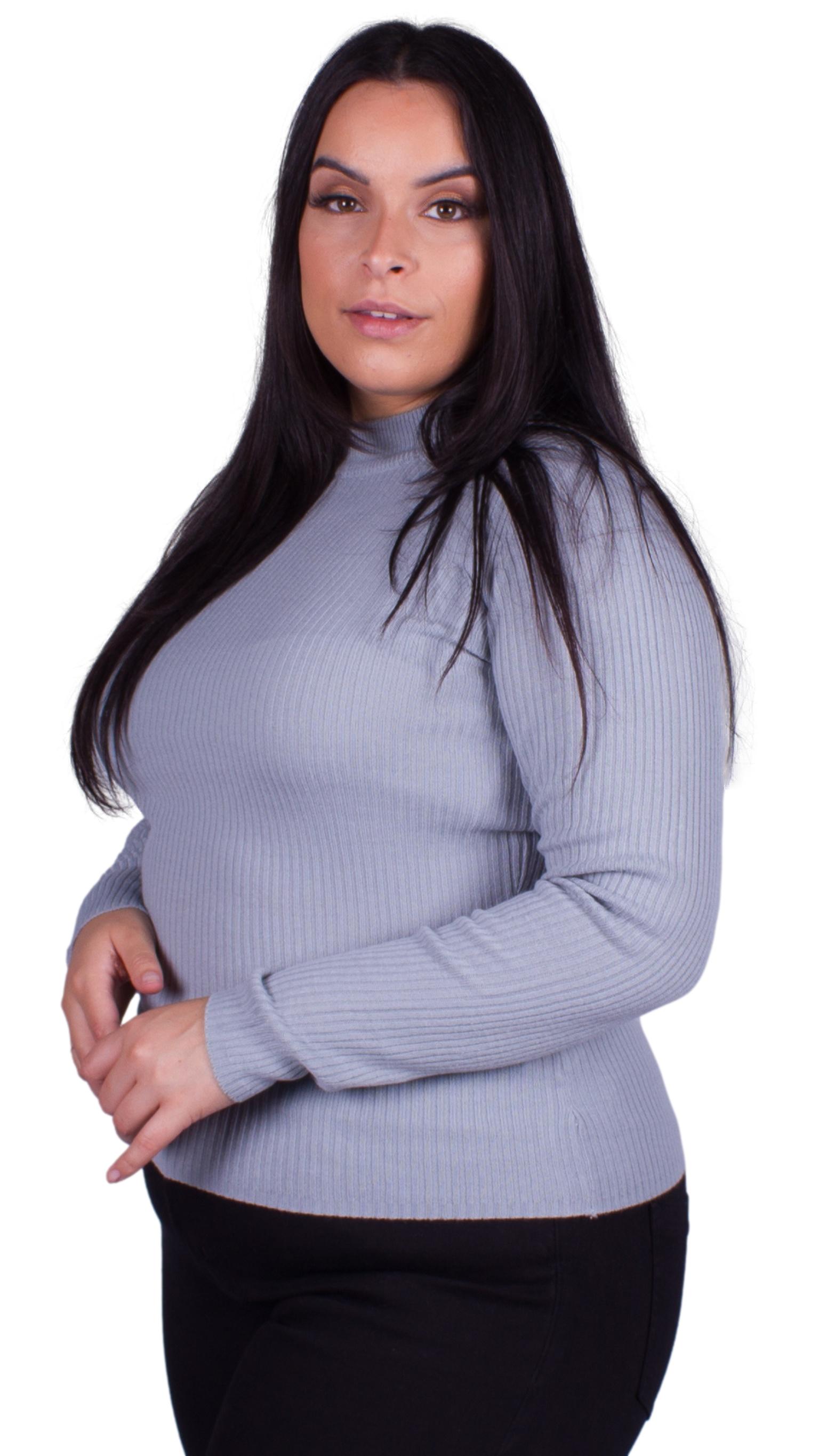 Ariella Ribbed Knit Turtleneck Jumper Blue