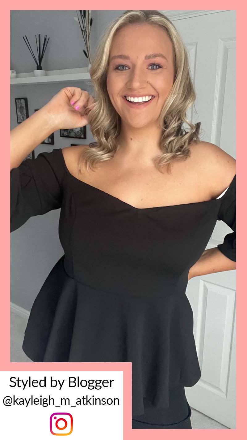 CurveWow Peplum Sweetheart Bardot Top Black