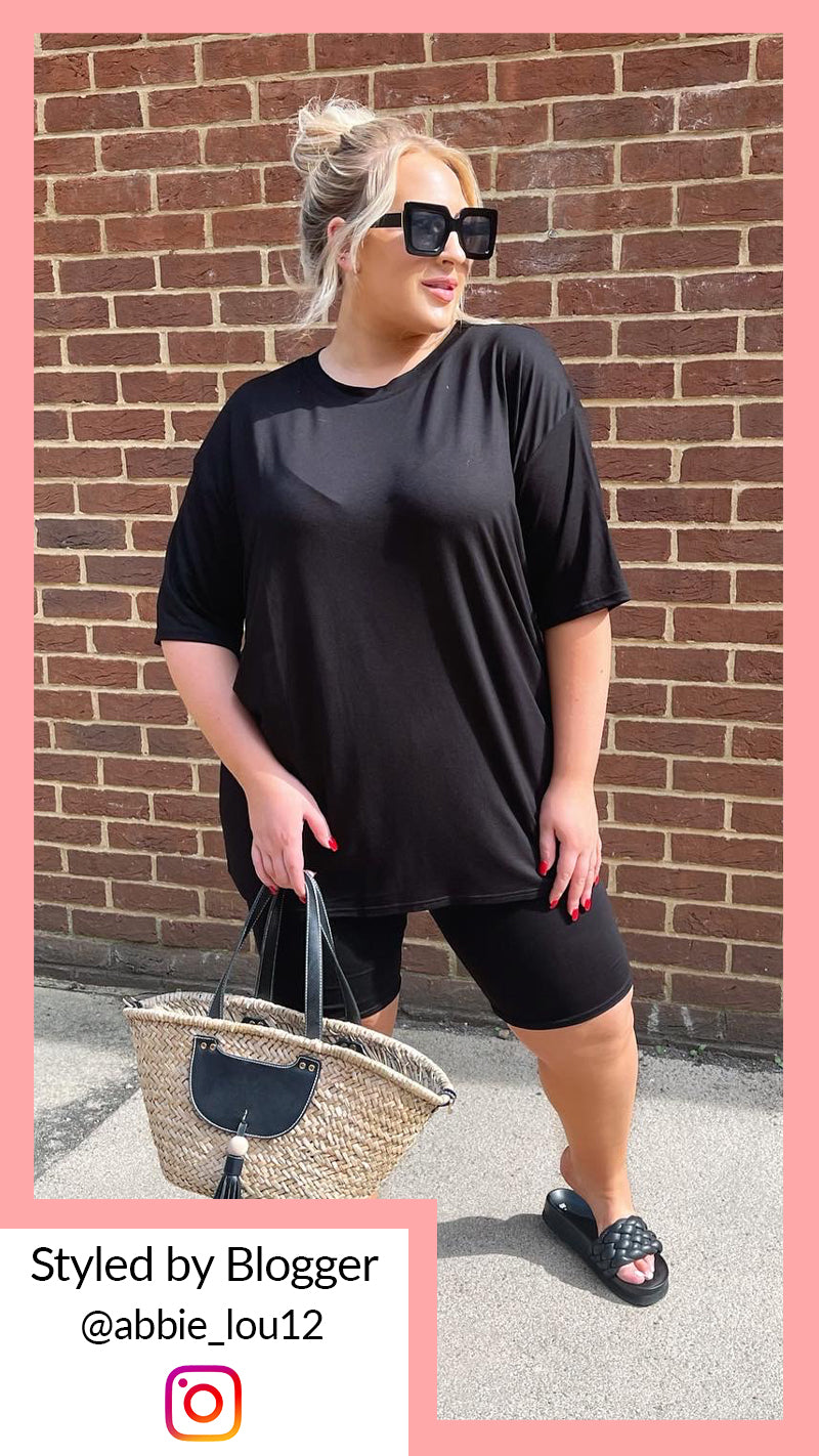 CurveWow T-Shirt & Cycle Short Set Black