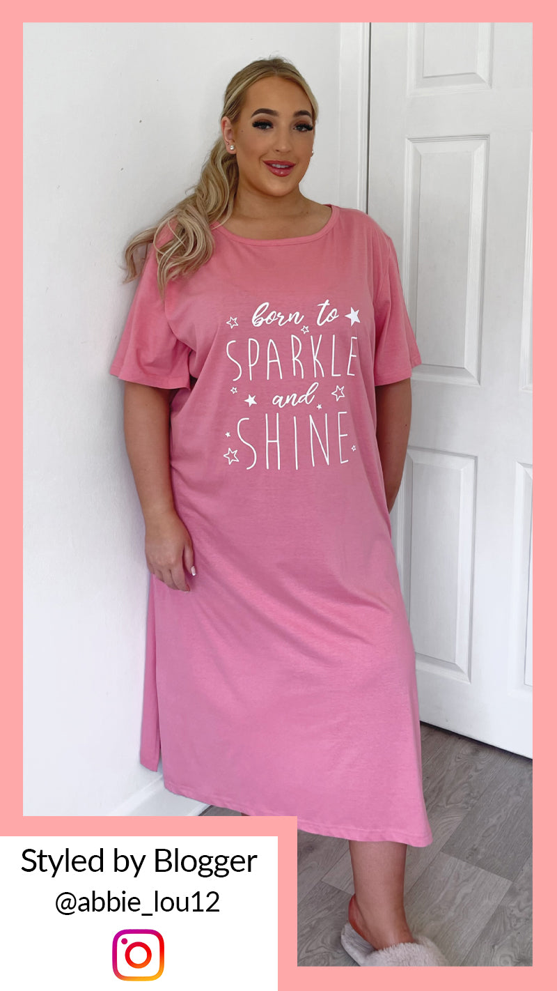 CurveWow Pink 'Born to Sparkle…' Nightgown