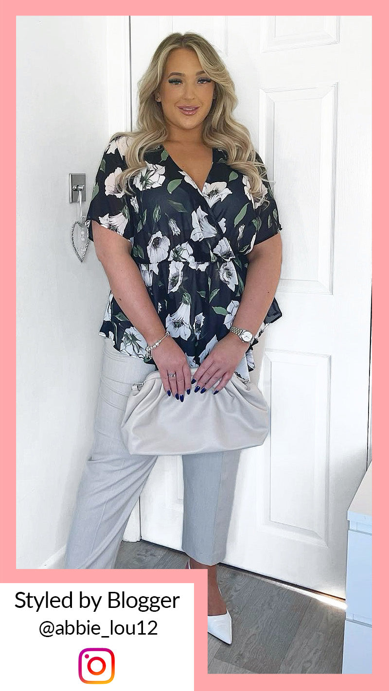 CurveWow Dip Front Wrap Top Black