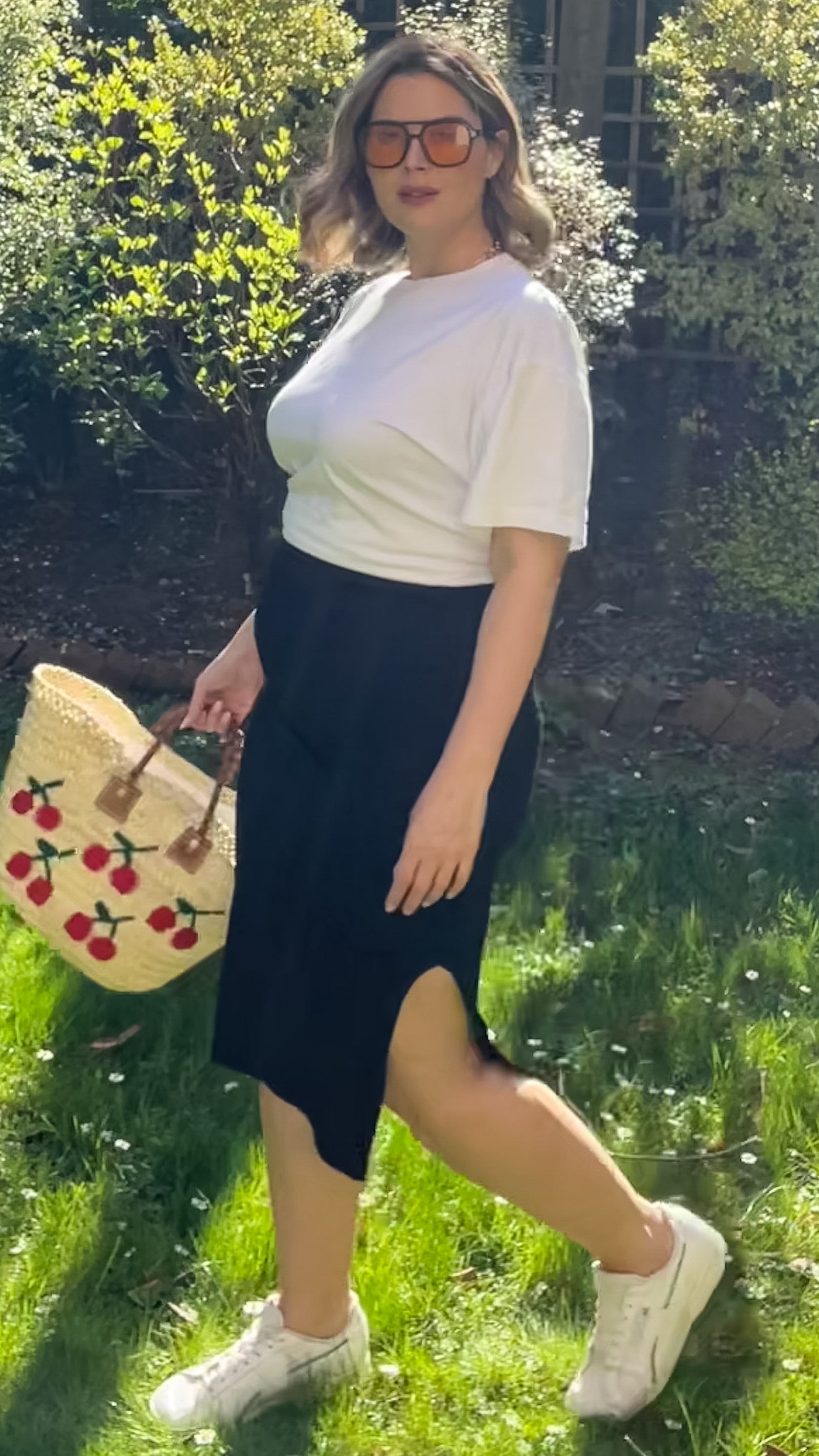 CurveWow Ribbed Midi Skirt Black