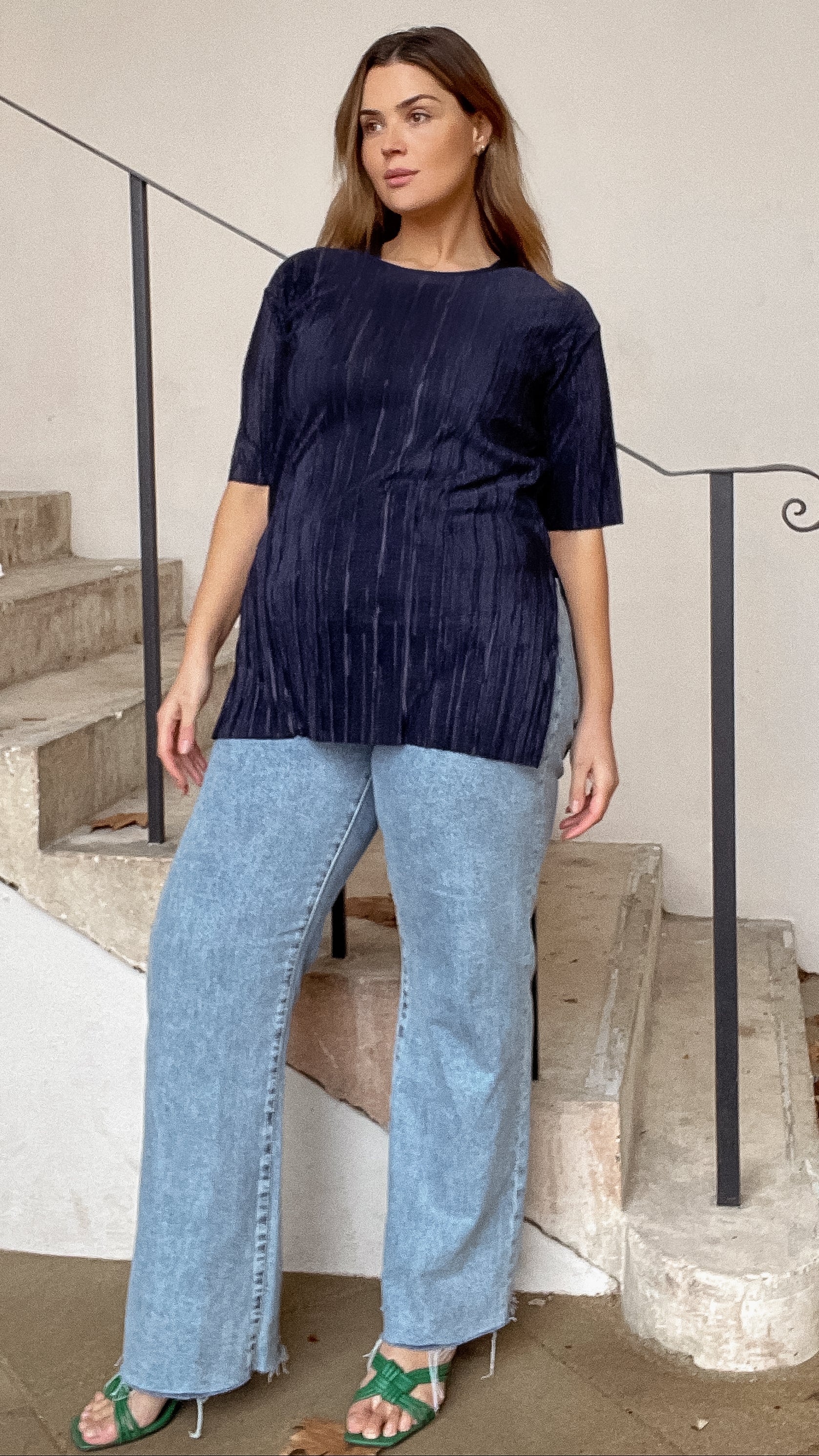 CurveWow Plisse Tunic Navy