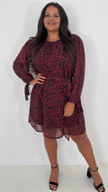 CurveWow Smock Wrap Mini Dress Red Animal