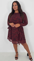 CurveWow Smock Wrap Mini Dress Red Animal