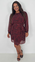 CurveWow Smock Wrap Mini Dress Red Animal