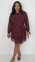 CurveWow Smock Wrap Mini Dress Red Animal