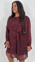 CurveWow Smock Wrap Mini Dress Red Animal