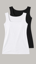 CurveWow 2 Pack Square Neck Vest Black & White
