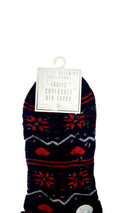 Supersoft Fairisle Design Bed Socks With Gripper Navy