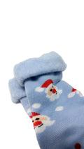 Christmas Design Bed Brushed Socks With Gripper Blue