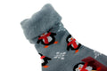 Christmas Design Bed Brushed Socks With Gripper Grey