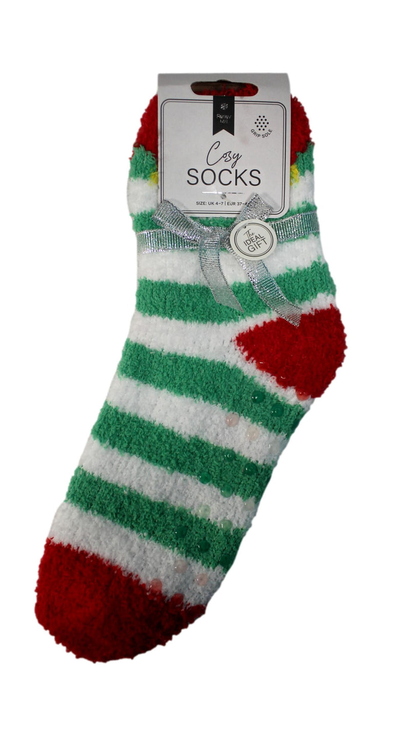 Cosy Christmas Socks Green Stripe
