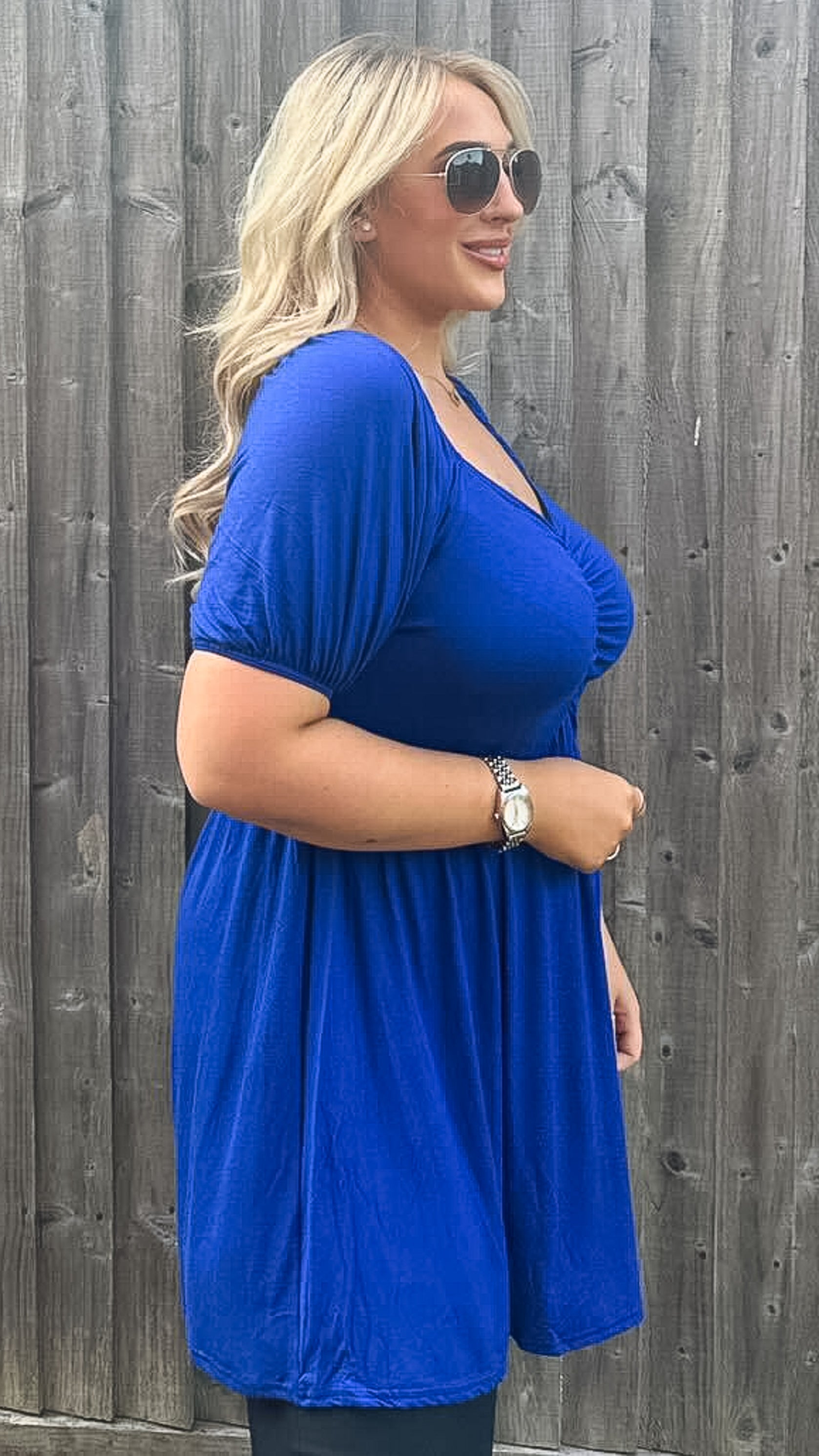 CurveWow Square Neck Tunic Cobalt Blue