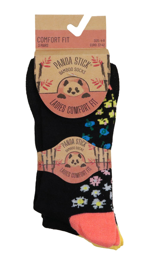 3 Pack Comfort Fit Bamboo Socks Orange Ditsy