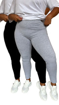 CurveWow 2 Pack Basic Leggings Black/Grey