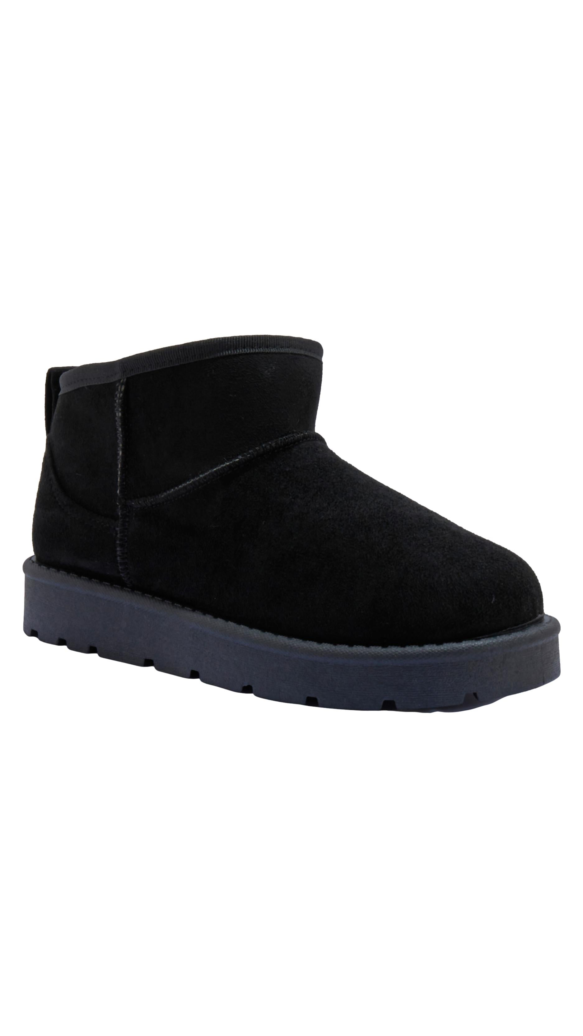 Faux Fur Lined Ankle Boot Black