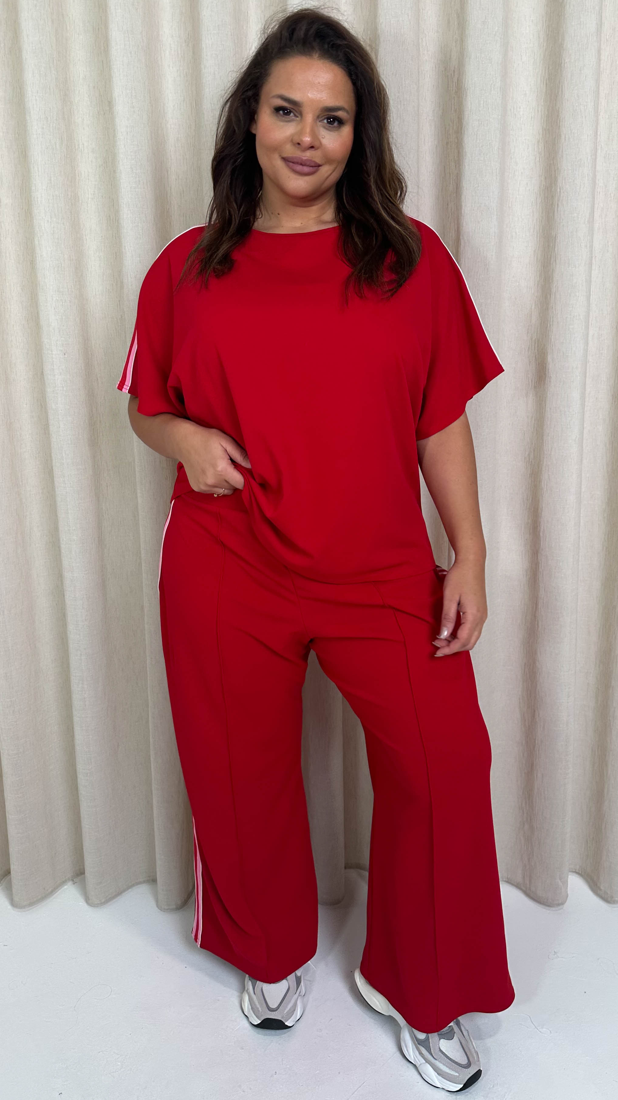 CurveWow Tape Shoulder Boxy Top Red