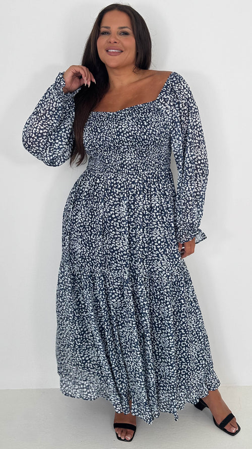 CurveWow Shirred Top Maxi Dress Animal