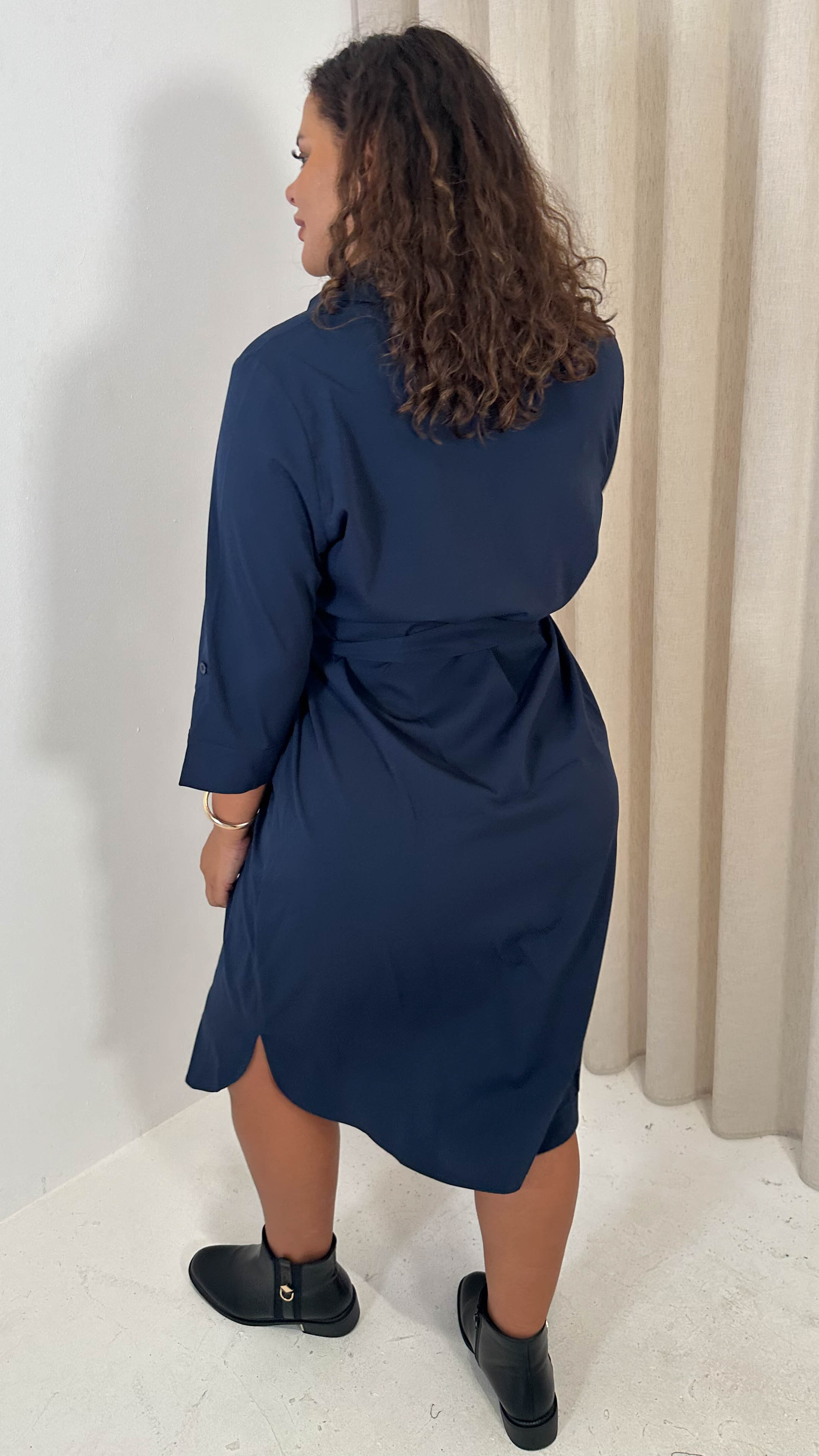 CurveWow Utility Shirt Dress Navy