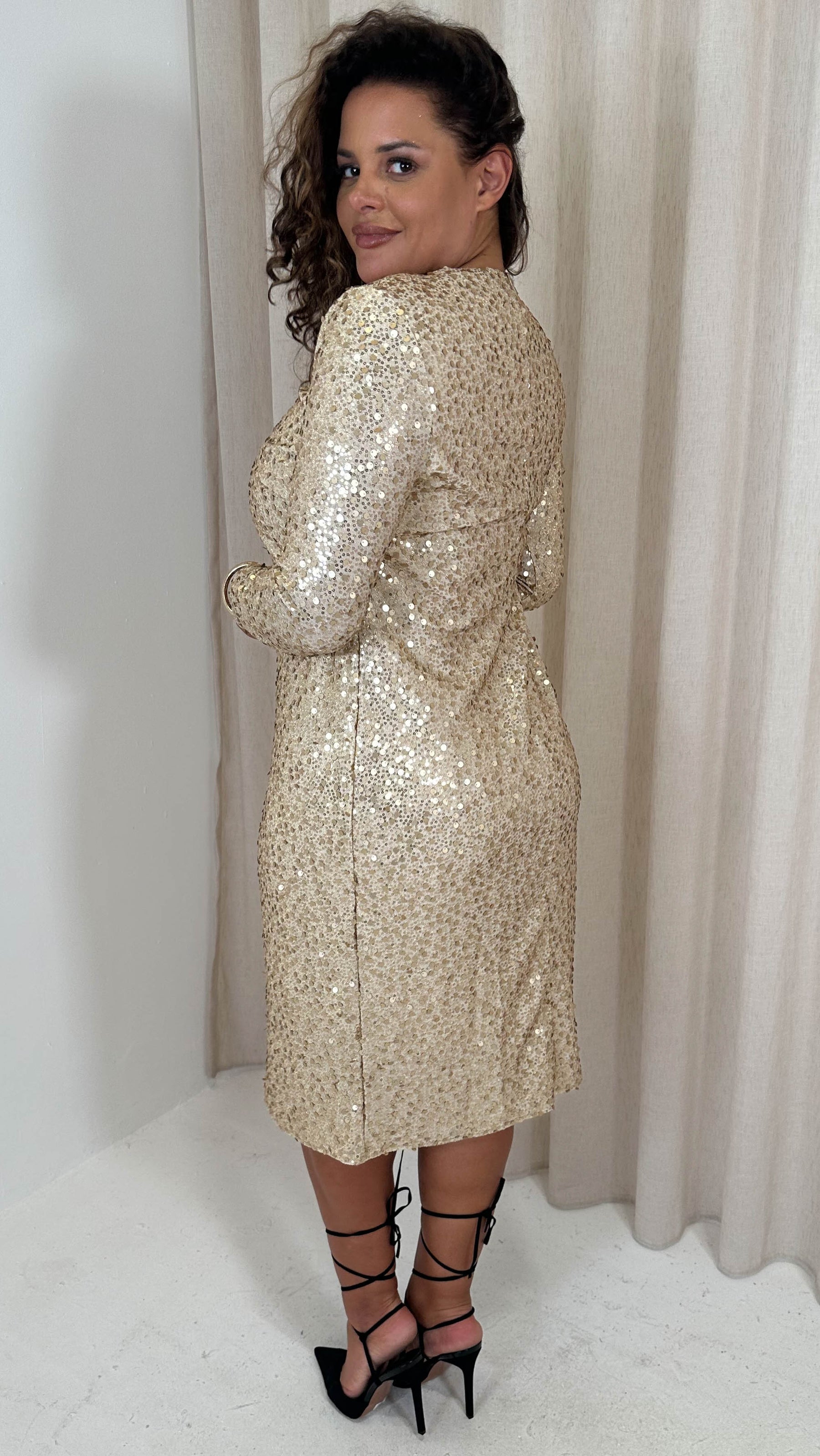 CurveWow Gold Longline Shift Dress Curvewow CurveWow Gold Longline Shift Dress Curvewow