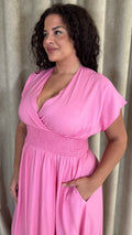 CurveWow Wrap Front Sundress Pink