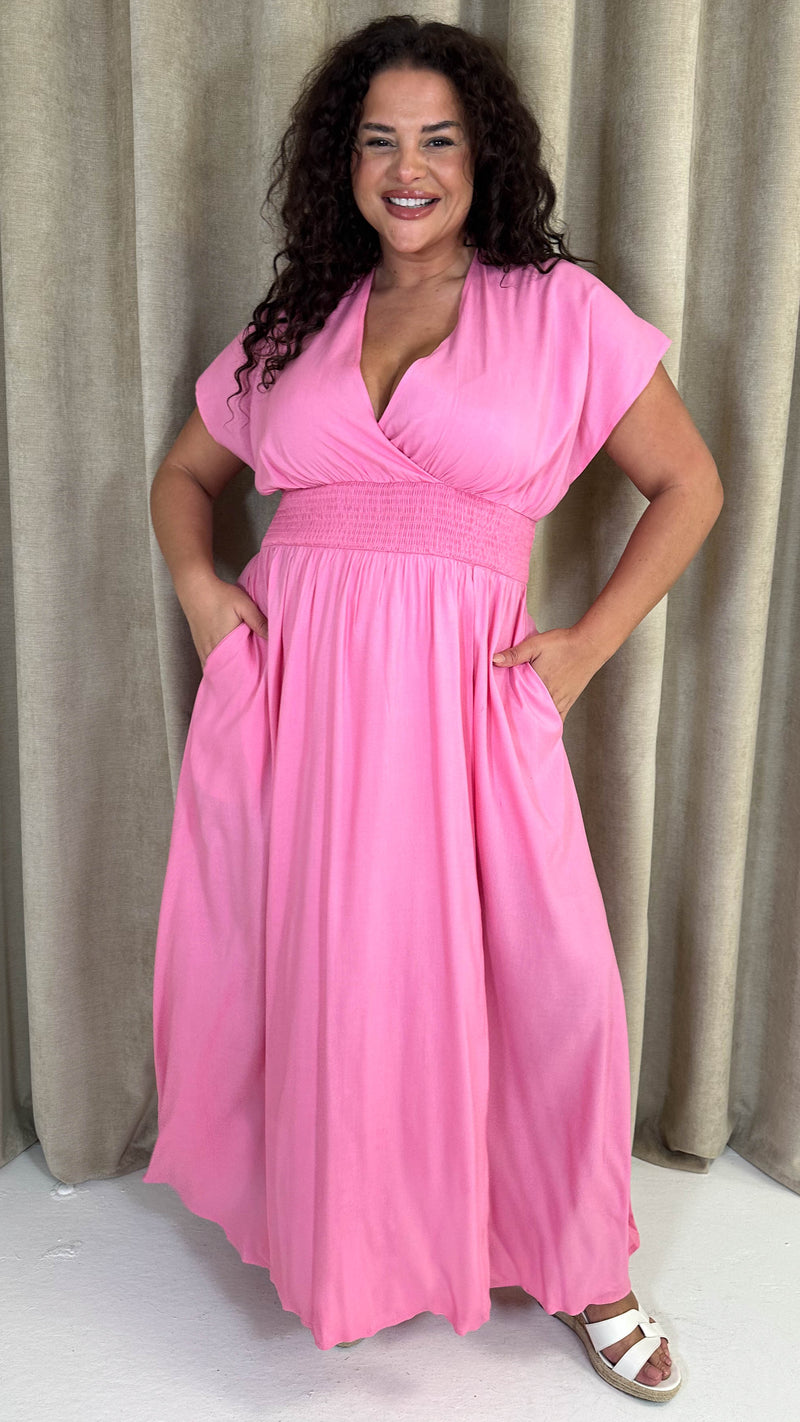 CurveWow Wrap Front Sundress Pink