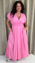 CurveWow Wrap Front Sundress Pink