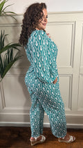 CurveWow Wrap Tie Side Jumpsuit Turquoise
