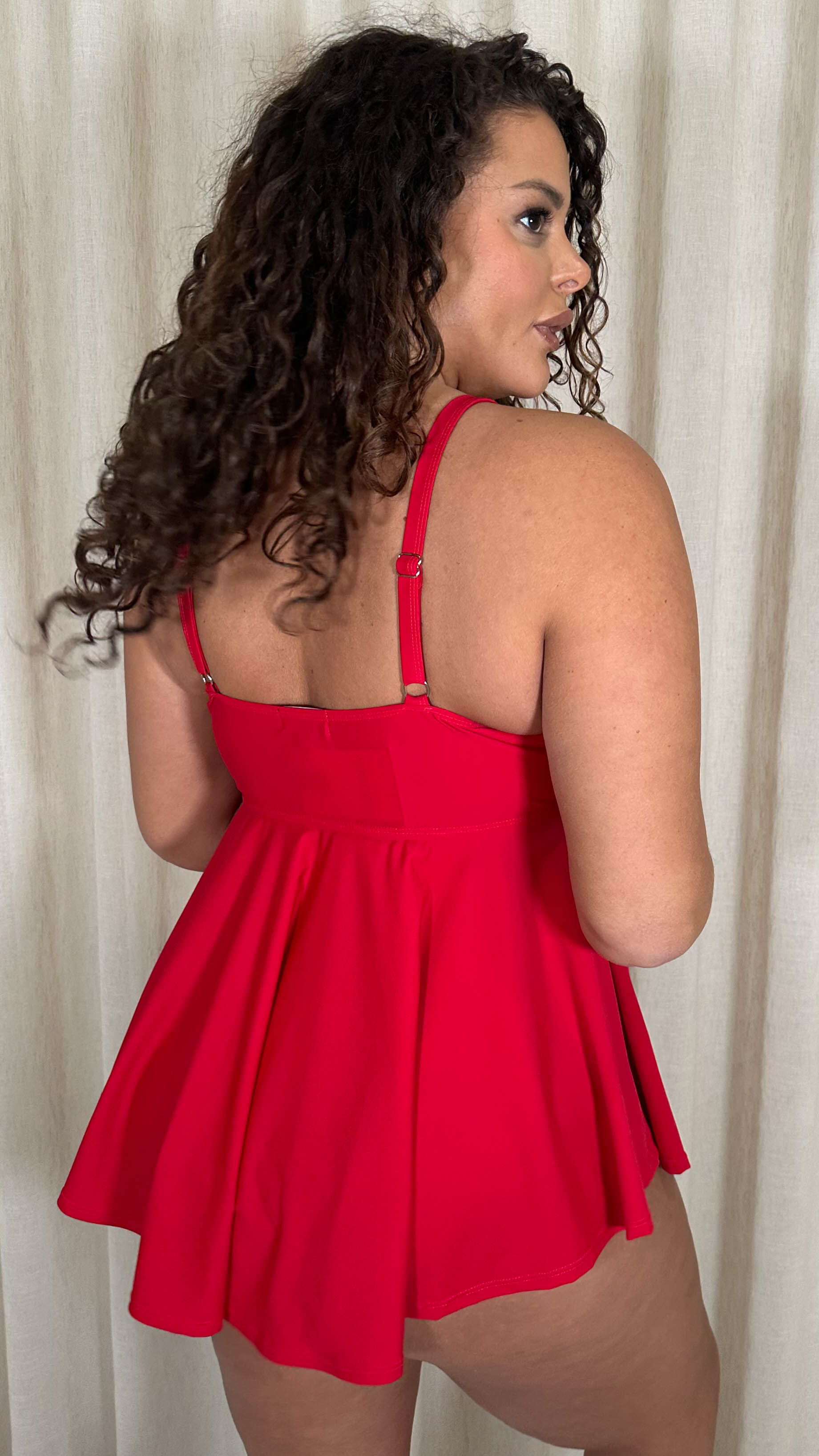 CurveWow Tie Tankini Top Red