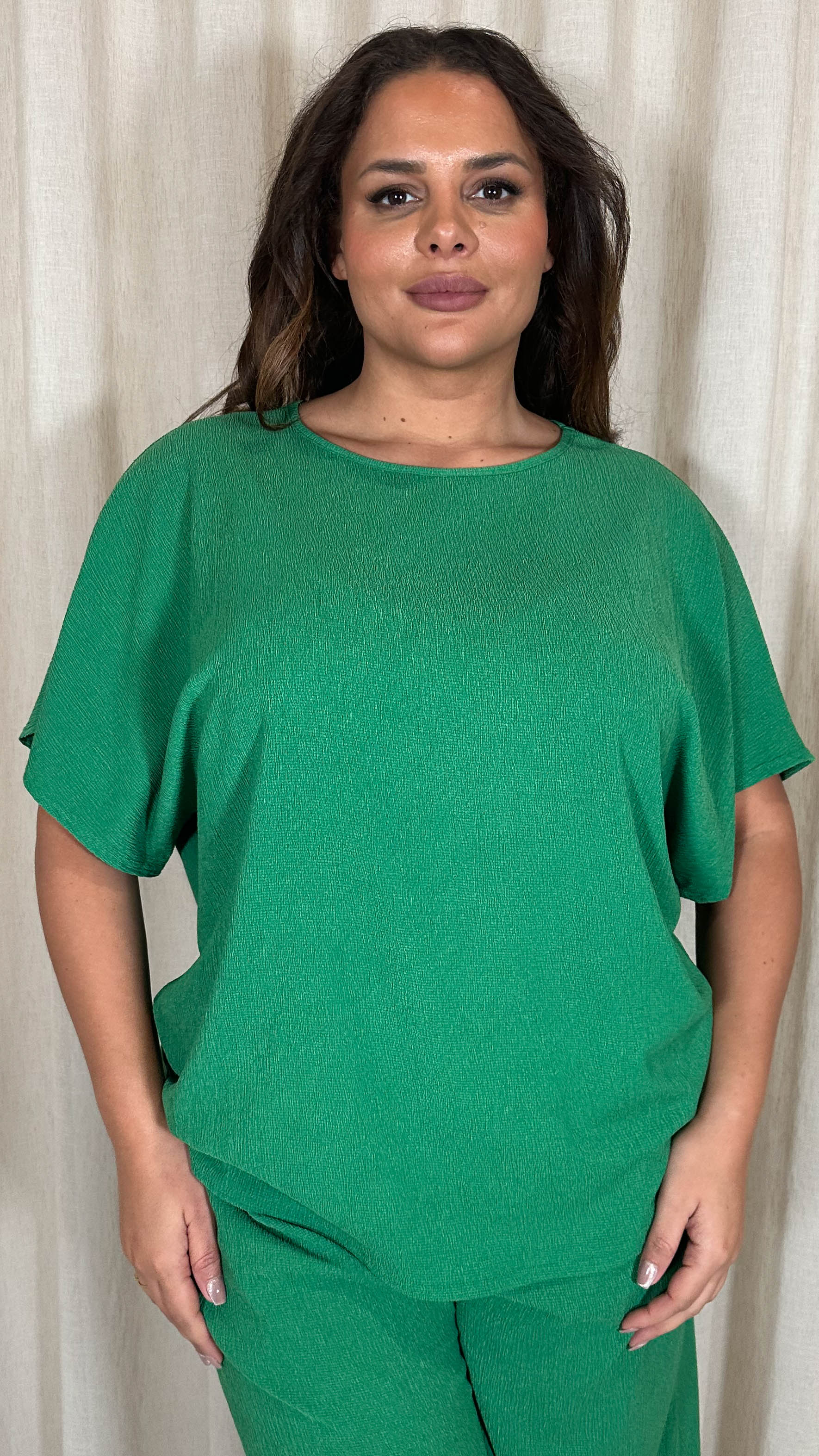 CurveWow Drop Shoulder Boxy T-Shirt Green