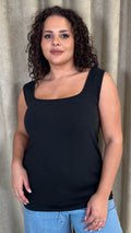 CurveWow Square Neck Basic Vest Black