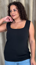 CurveWow Square Neck Basic Vest Black