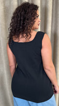 CurveWow Square Neck Basic Vest Black