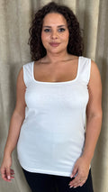 CurveWow Square Neck Basic Vest White