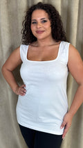 CurveWow Square Neck Basic Vest White