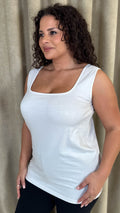 CurveWow Square Neck Basic Vest White