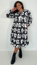 CurveWow Floral Tie Front Midi Dress